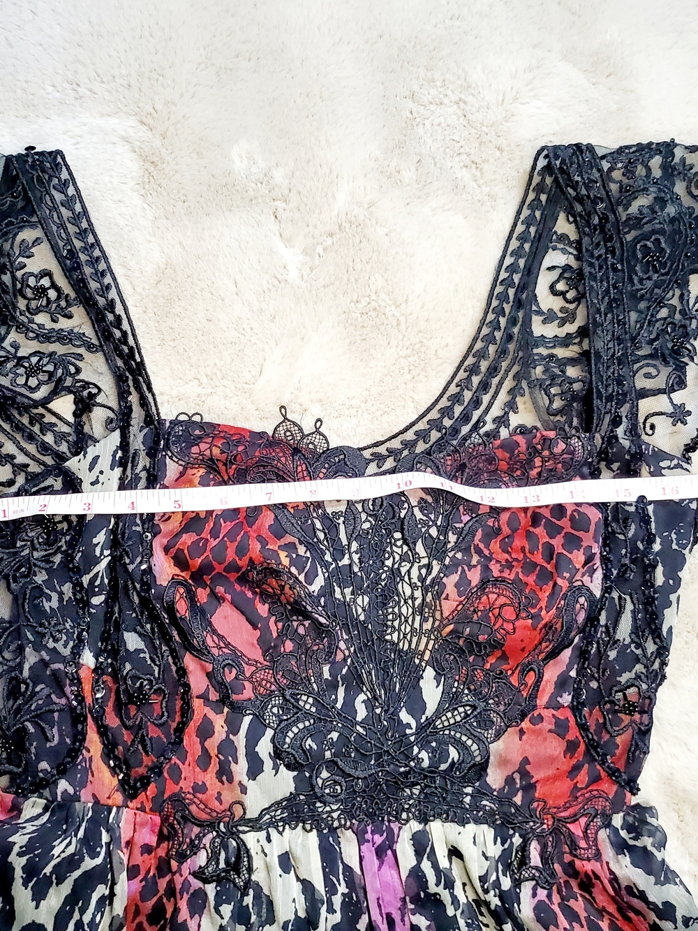 Free People Lace Maxi Dress Boho Open Back Festival Whimsigoth Fairy Size 8 - Picture 9 of 15